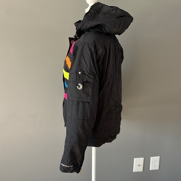 Obermeyer Niki Striped Ski Jacket Black Zip and Snap Closure - Picture 5 of 13